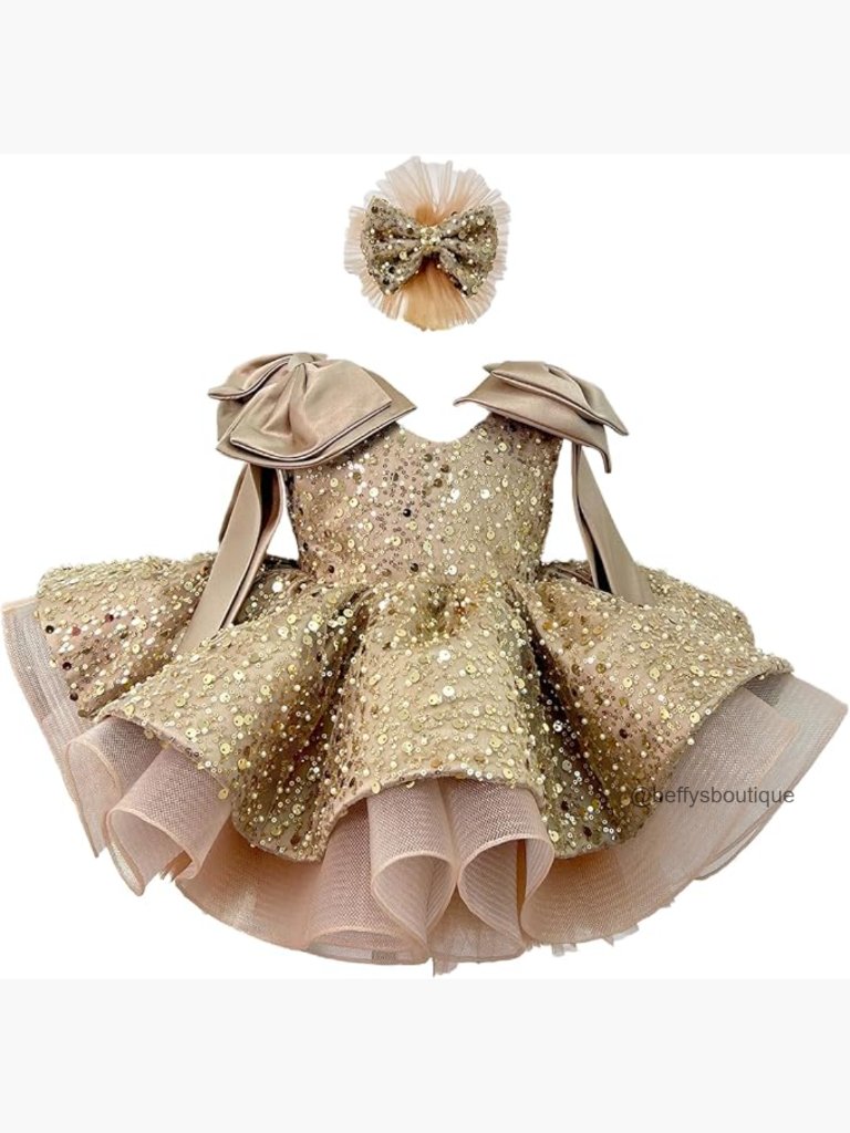 Sparkly Tutu Dress With Bow Headband For Girls - Special Occasion